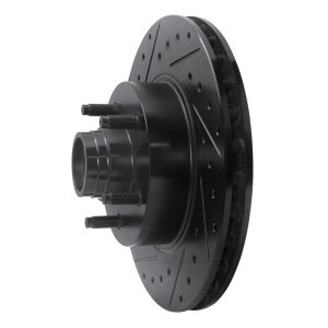 Ford Explorer Brake Rotor (1) - Front Left - R1 Concepts - Drilled & Slotted - Black - `95-`11